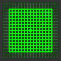 5 mW 520 nm Green Premium Structured Grid of Squares 50x50 Laser, 18Â° fan angle, adjustable focus, TTL+, Sealed IP67