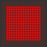 5 mW 635 nm Red Premium Structured Grid of Squares 50x50 Laser, 22Â° fan angle, adjustable focus, TTL+, Sealed IP67